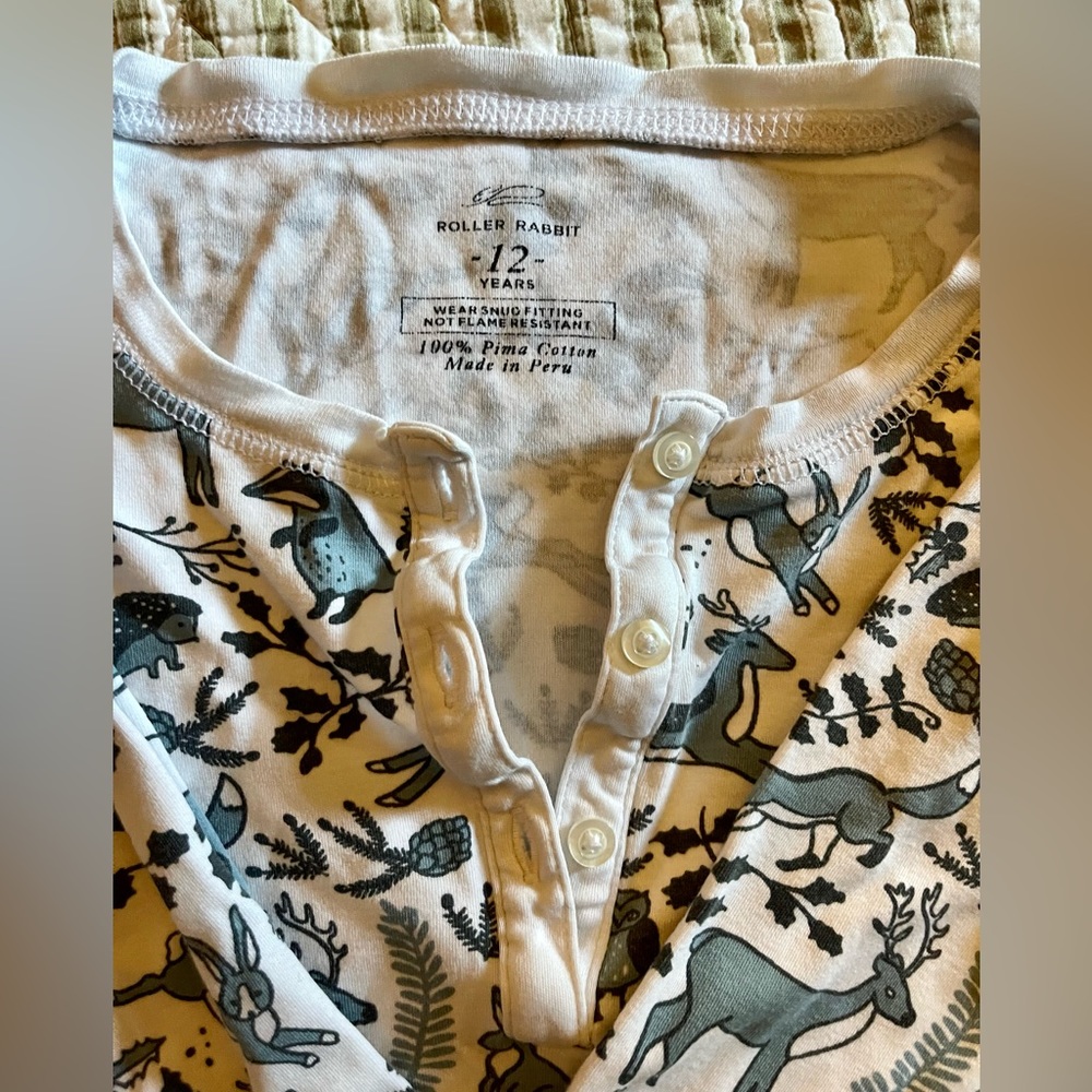 Roberta Roller Rabbit Pima cotton pajamas 12 woodland print
